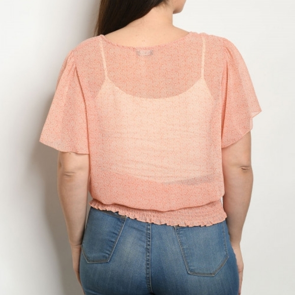 NWT Plus Size Apricot Button Down Banded Blouse - Picture 2 of 2